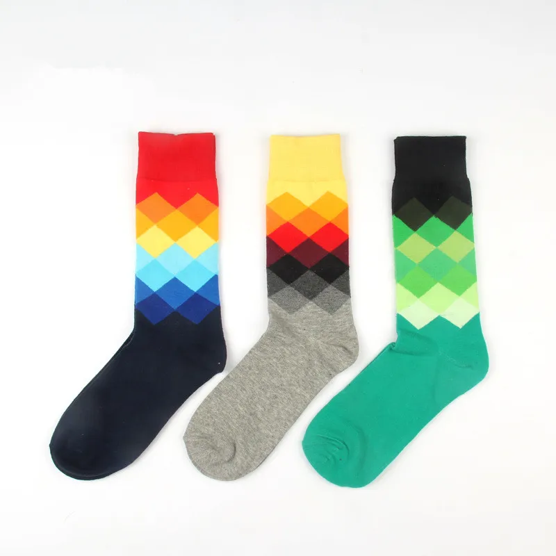 Бренд Happy Socks Harajuku стиль Мужские градиентный цветной носок Новинка Британский мужские Гольфы бизнес носки без пятки