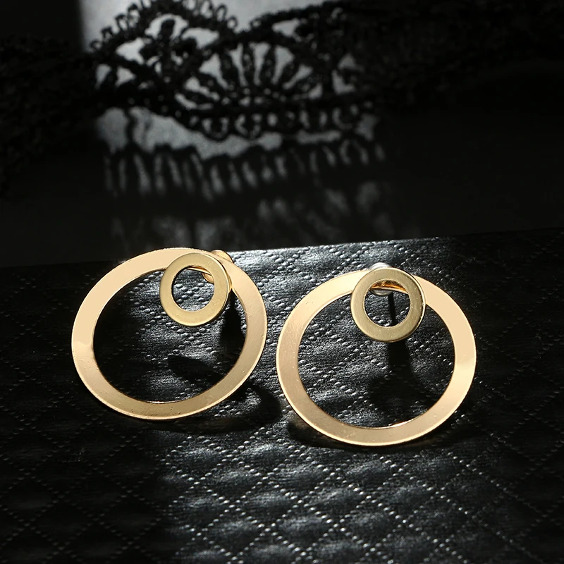 Женские круглые серьги-гвоздики Docona металлические ажурные массивные ювелирные