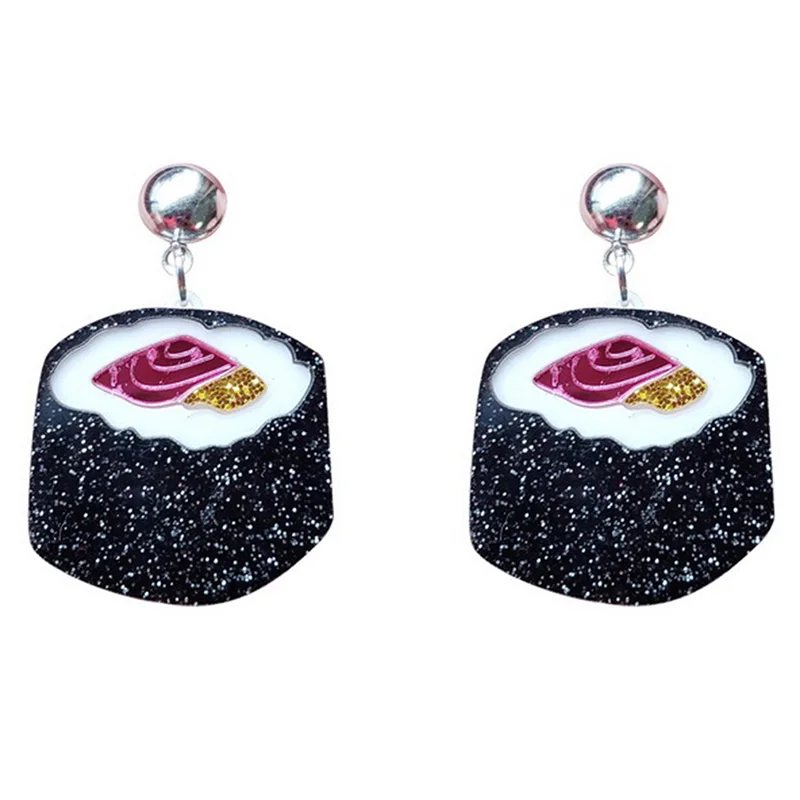1Pair New Super Cute Japanese Rice Balls Drop Earrings For Female Sushi Food Shape Creative Dangle Jewelry | Украшения и