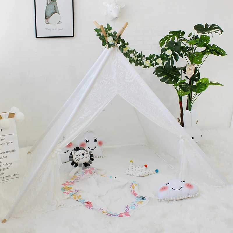 Полностью кружевная палатка teepee для детей, игрушки для детей, крытая палатка для игры во дворе, для девочек, игровой домик для малышей, Tipi Dream, принцесса, комната, 4 полюса