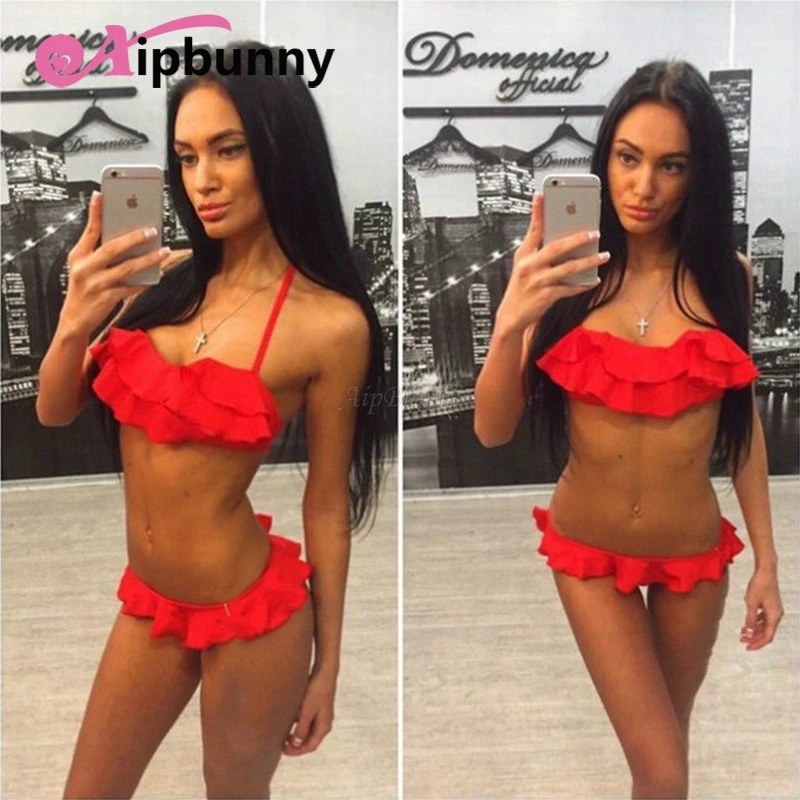 Сексуальный бандо купальные костюмы с оборками набор оборки Maillot De Bain Femme 2018
