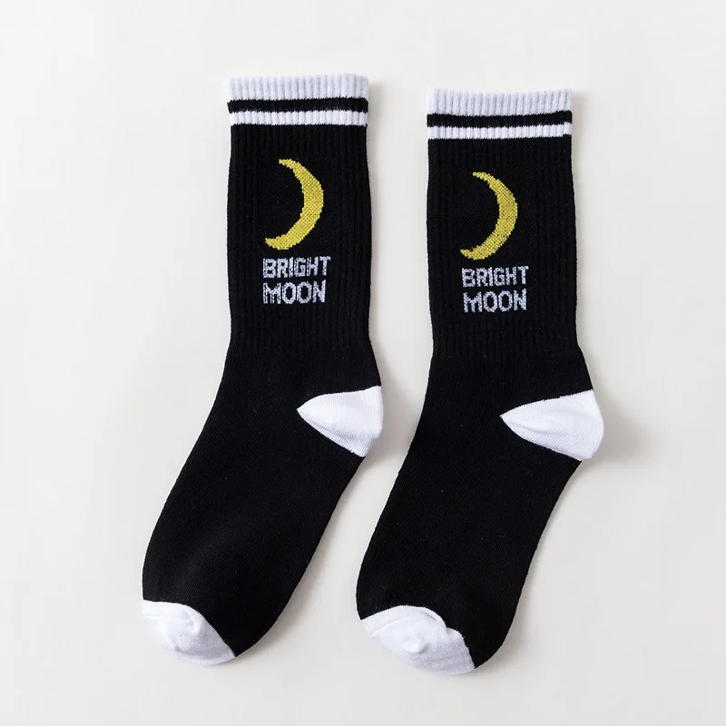 black moon Веселое Harajuku носки с изображением Луны японский креативные носки с мультяшным рисунком Для женщин новинка, meias, носочки для Mujer Sokken женские милые носочки для девочек - Цвет: black moon