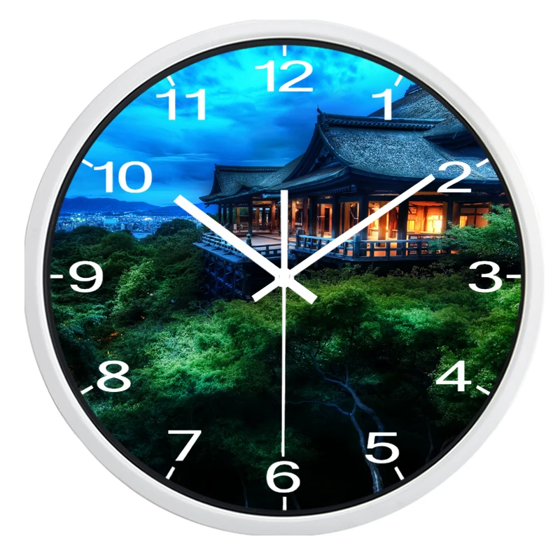 Настенные часы с горными пейзажами красивый стеклянный Декор для дома гостиницы