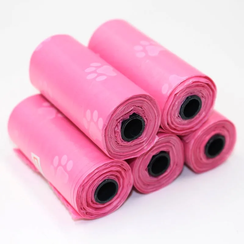 5 рулонные биоразлагаемые мусорные пакеты собака для отходов с лапками мешок