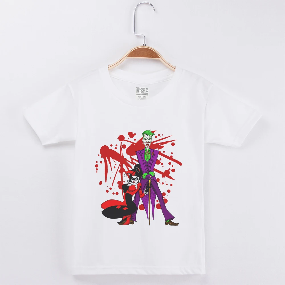 Детская футболка с джокером Harley Quinn белая хлопковая короткими рукавами для