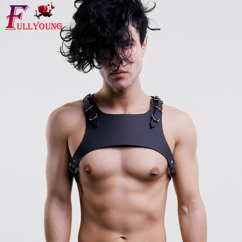 Fullyoung Для мужчин кожаный ремень из искусственной кожи Панк тела регулируется