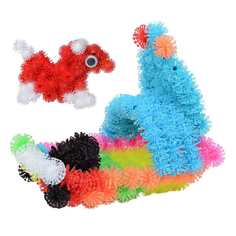 

200pcs The Colour Fleabane Squeezing The Ball Puzzle Play Set Environmental Protection Plastic Sticky Spell Building Blocks