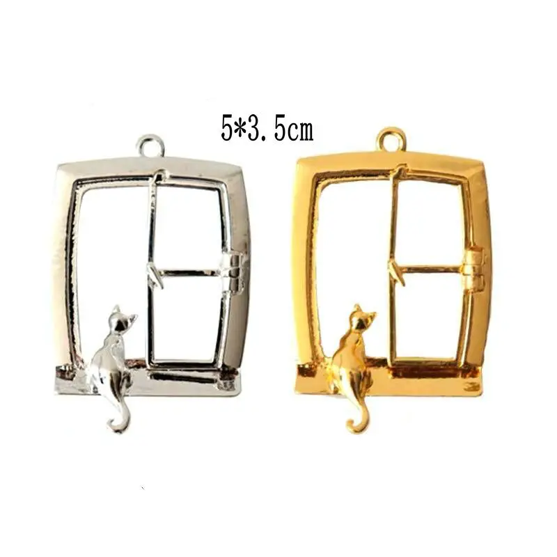 5 шт. металлические окно кошка украшение Безель подвеска ювелирные аксессуары