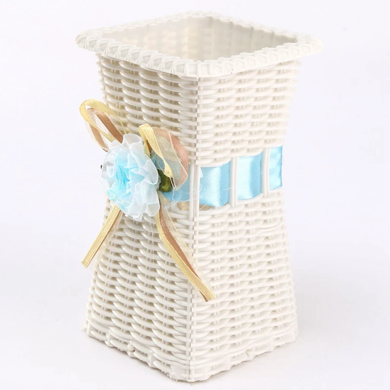 Искусственная ротанговая квадратная ваза для цветов корзина хранения