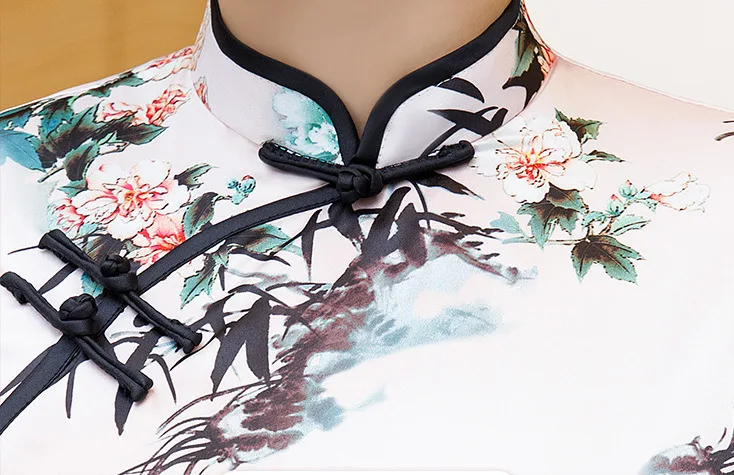 Sheng Coco 4XL длинный Vestido традиционная китайская одежда женский Чонсам платья наклонная Пряжка цветы шелк розовый плюс Размер Qipao