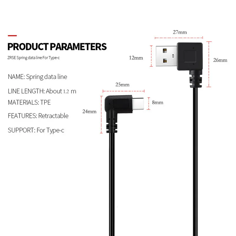 Usb type C выдвижной пружинный кабель передачи данных для быстрой зарядки Шнур адаптер для huawei Xiaomi samsung