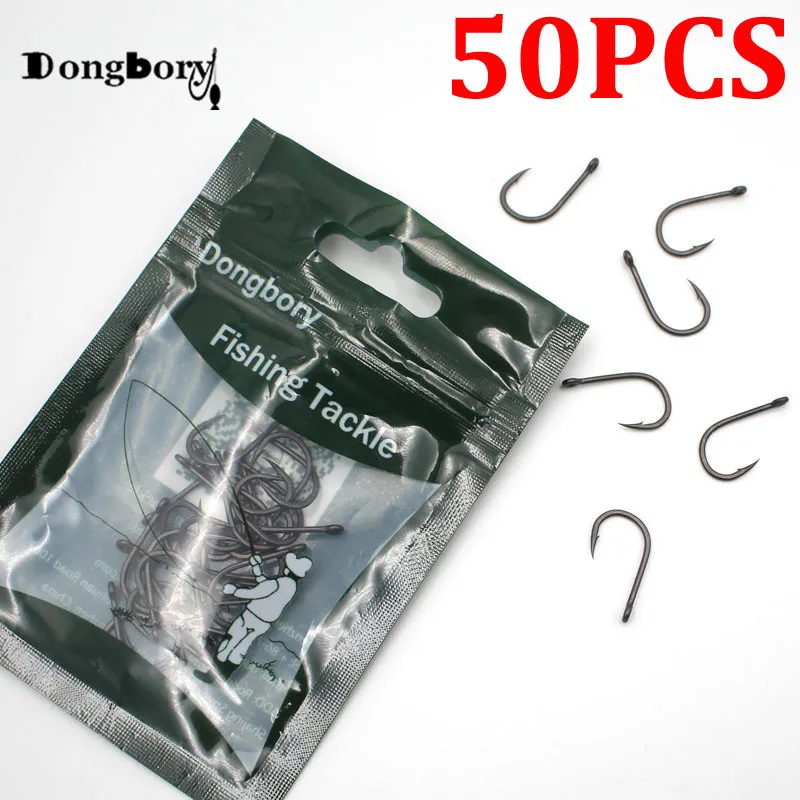 50 шт., тефлоновое покрытие, крючки для ловли карпа, микро колючий Классический Крючок для бойлов с глазом, анти пугающий, черный, размер 2, 4, 6, 8, 10, крючок для ловли карпа