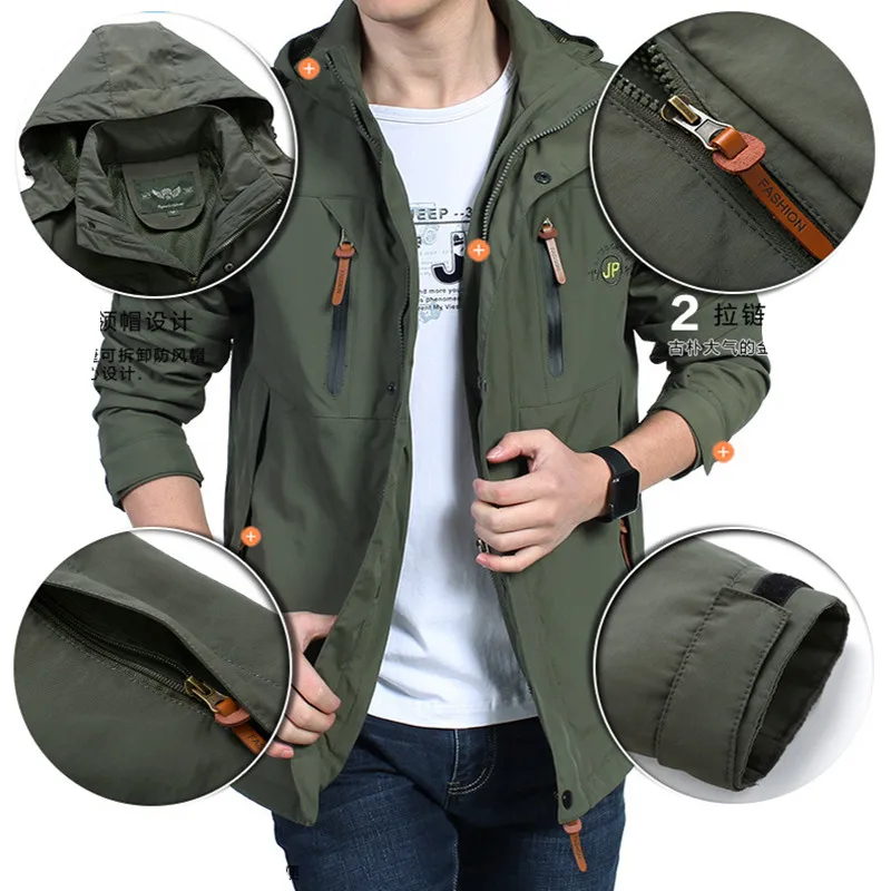 Мужская водонепроницаемая куртка в стиле милитари Повседневная ветровка с