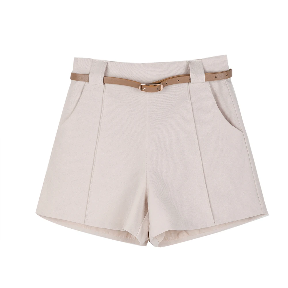 Шорты женские с завышенной талией и широкими штанинами повседневные офисные