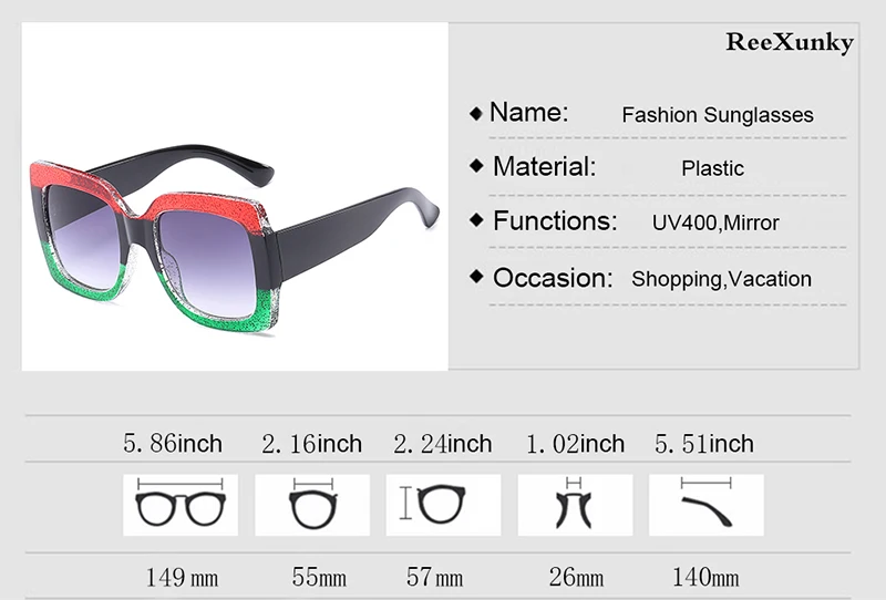Fashion Square Sunglasses Women Luxury Brand Designer Oversized Frame Way Out Sun Glasses Hipster Ladies Shades Visor Oculos Top