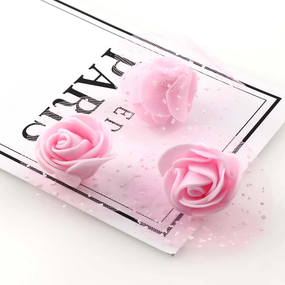 pink 50 шт., 4 см, искусственные цветы из пенопласта в виде Розы, Многофункциональное использование для свадебного украшения, аксессуары для крапбукинга, венок, факракрафт, цветы - Цвет: pink