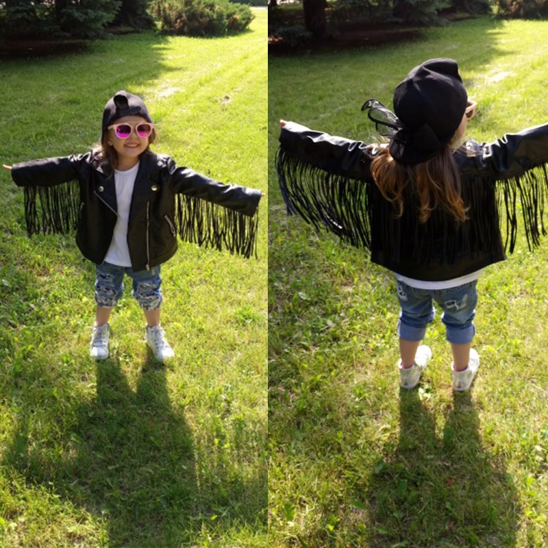 Куртка из искусственной кожи для девочек возрастом от 2 до 7 лет весенне осеннее