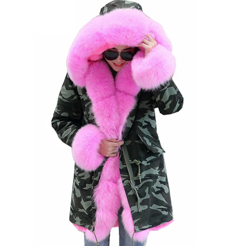 Women Winter Jacket Coat Real Fox Fur Collar Casual Vintage Coats Thick Parka Hooded Parkas Long Jackets DHL free shipping|womens winter