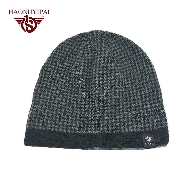 Оптовая мужская Вязать Зима Теплая Шапки Двойных Слоев Hat Skullies Шапочки шляпы Для