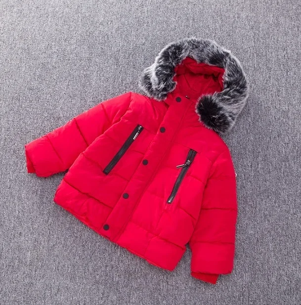 rose Red Новинка года; зимняя куртка для девочек и мальчиков; стеганая куртка для малышей От 2 до 7 лет; повседневные теплые пальто с капюшоном и меховым воротником для маленьких мальчиков - Цвет: rose Red