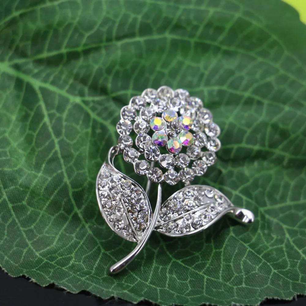 Брошь в виде подсолнуха с кристаллами 31x38 мм|rhinestone brooch|brooches glassbrooch crystal |