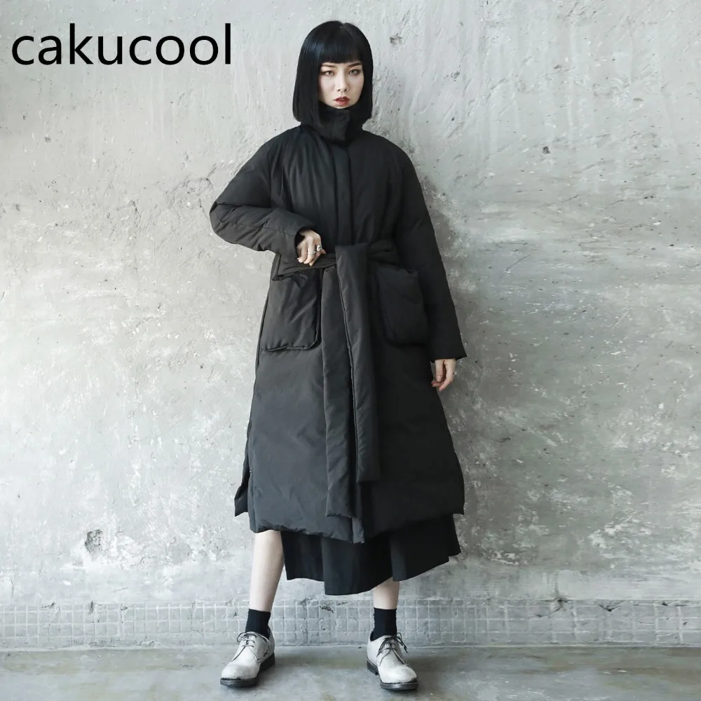 Cakucool новая мода Зимняя женская широкая парка утолщенная Длинная свободная