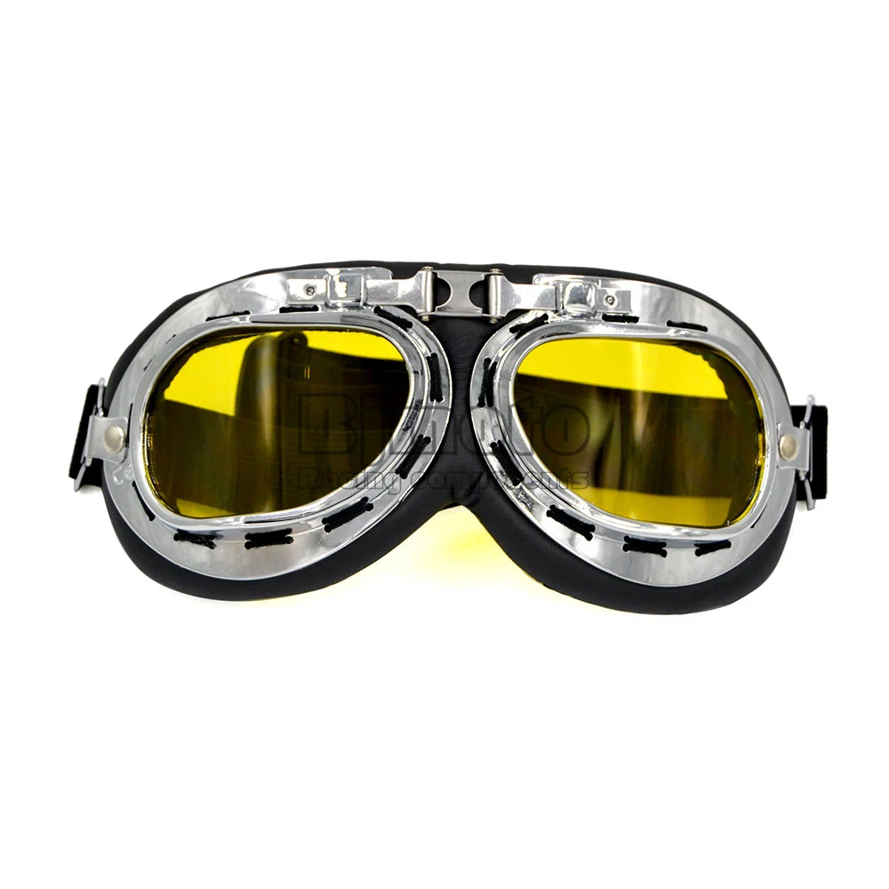 GT-001-YE BJMOTO очки для мотокросса, пилот, старая школа, лыжные очки, велосипедные очки, мотоциклетные очки, солнцезащитные очки для полуоткрытого лица, шлем - Цвет: GT-001-YE
