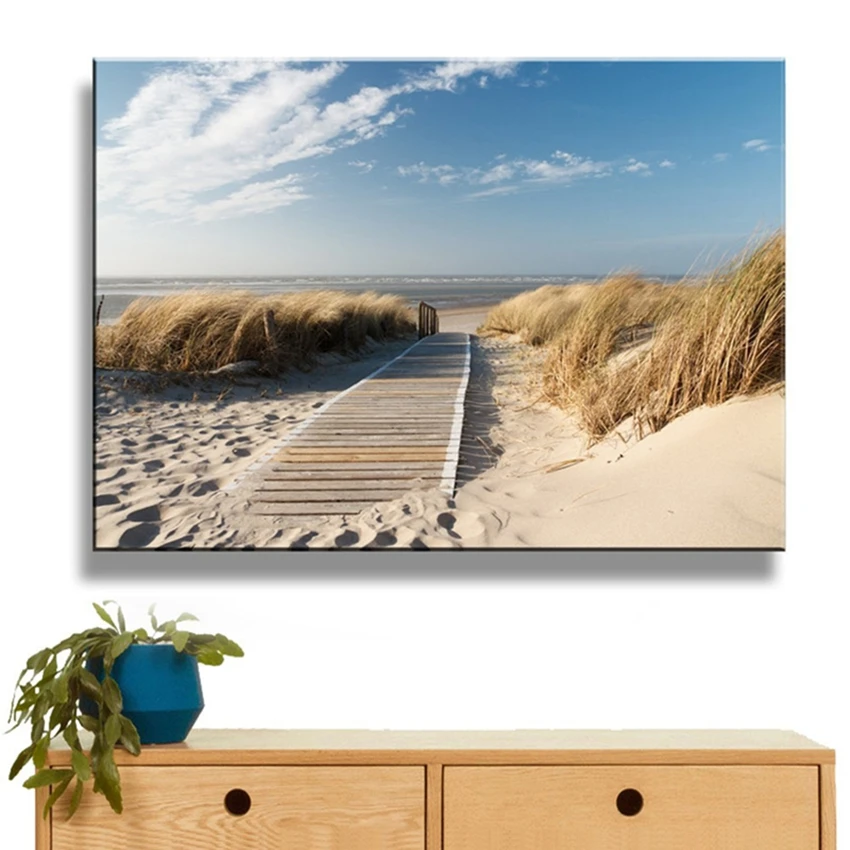 

CLSTROSE Canvas Paintings Wall Art HD Prints1 Piece Beach Views Pictures Sand Dunes In North Sea Posters Living Room Decor