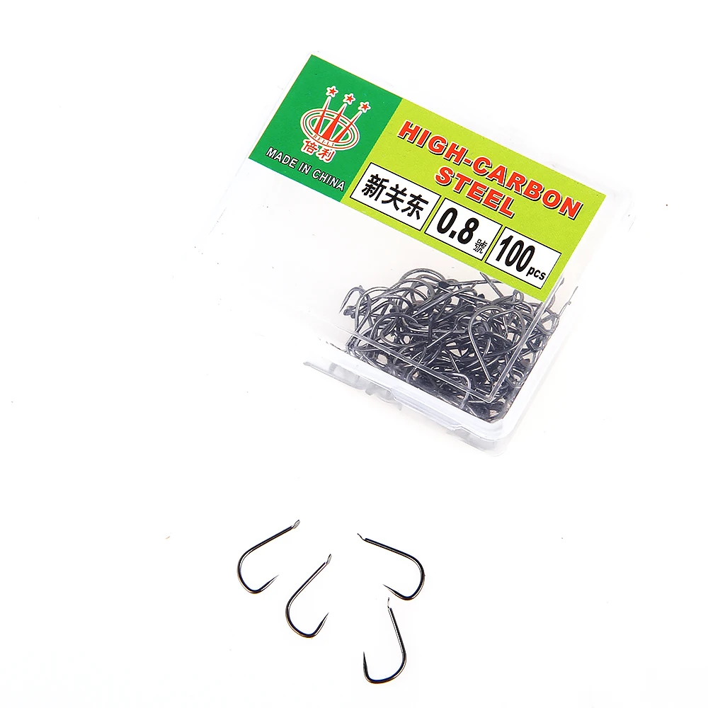 

FISH KING Fsihing Hooks 100PCS/Lot 0.1# 0.3# 0.5# 0.8# 2# 3# 4# 5# 6# 7# High Carbon Steel Barbed Hooks For Fishing Accessories
