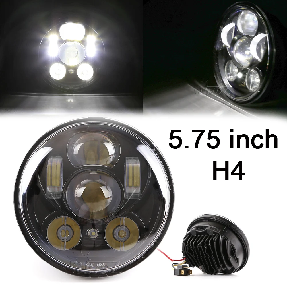 1 шт. черный хром 5 3/4 &quot5 75 дюймов светодиодный налобный фонарь H4 фар для мотоцикла