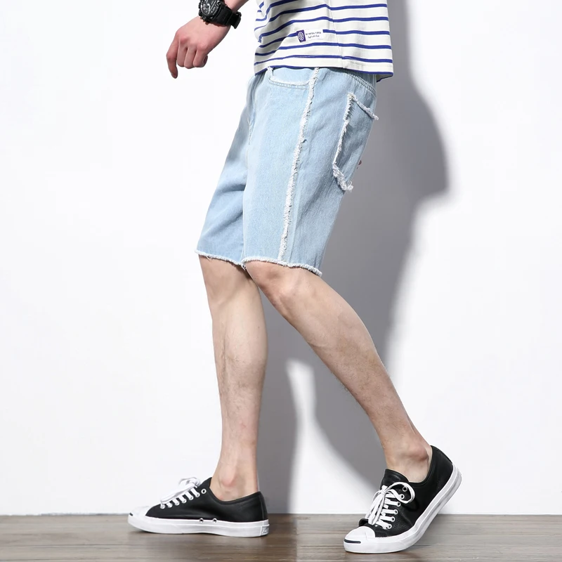 

jeans shorts men summer new big size 5xl men white fluffy male shorts denim shorts hommes