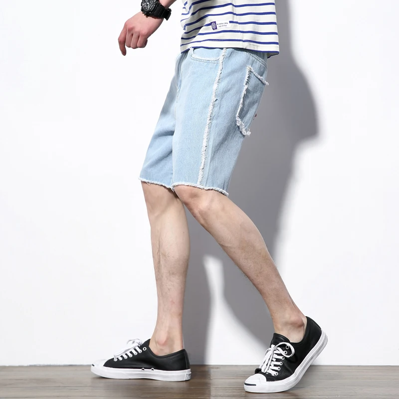Фото Джинсовые шорты мужские летние новые большие размеры 5xl белые пушистые джинсовые