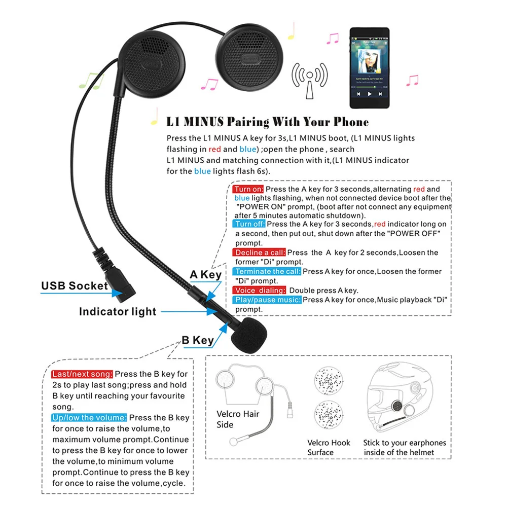 FreedConn L1 минус шлем Bluetooth гарнитура Мотоцикл Беспроводные наушники стерео музыка наушники громкой связи с микрофоном для телефона gps