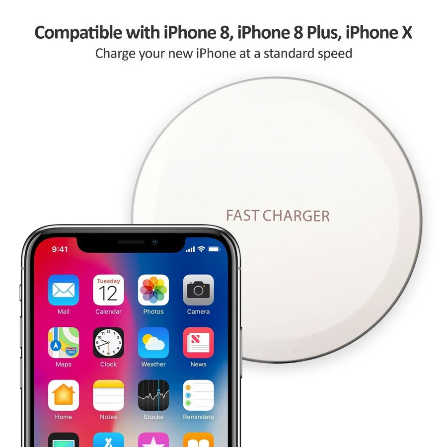10W Qi Wireless Charger for iPhone X/XS Max XR 8 Plus Visible Element Charging pad base Samsung S9 S10+ Note 9 8|Зарядные