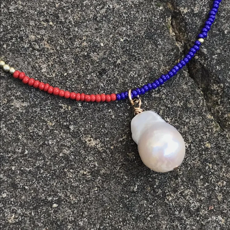 Богемное ожерелье с жемчужной подвеской чокер неокисляемый joyeria mujer bizuteria moda