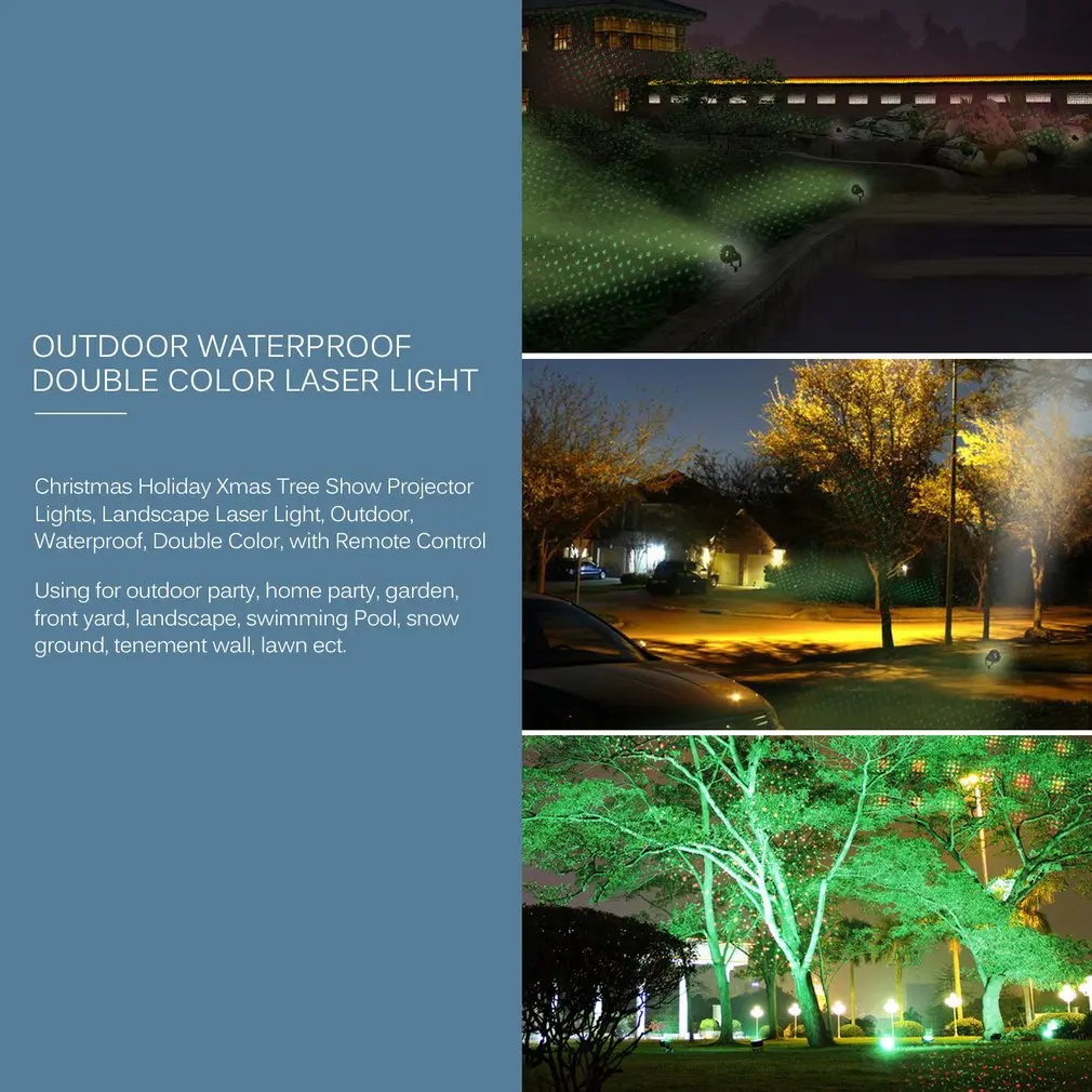 Outdoor Waterproof Double Color Landscape Laser Light Christmas Holiday Xmas Tree Show Projector Lights with Remote Control | Лампы и