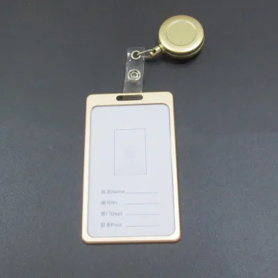Gold vertical 1 комплект модный роскошный алюминиевый сплав id держатель для карт с ABS выдвижной Бейдж катушка Pull id карта держатель для офисной работы - Цвет: Gold vertical