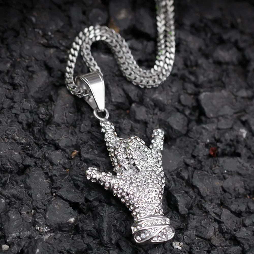 Hip Hop Men Gold Color Full Finger Pendants Necklaces With chain Jewelry | Украшения и аксессуары