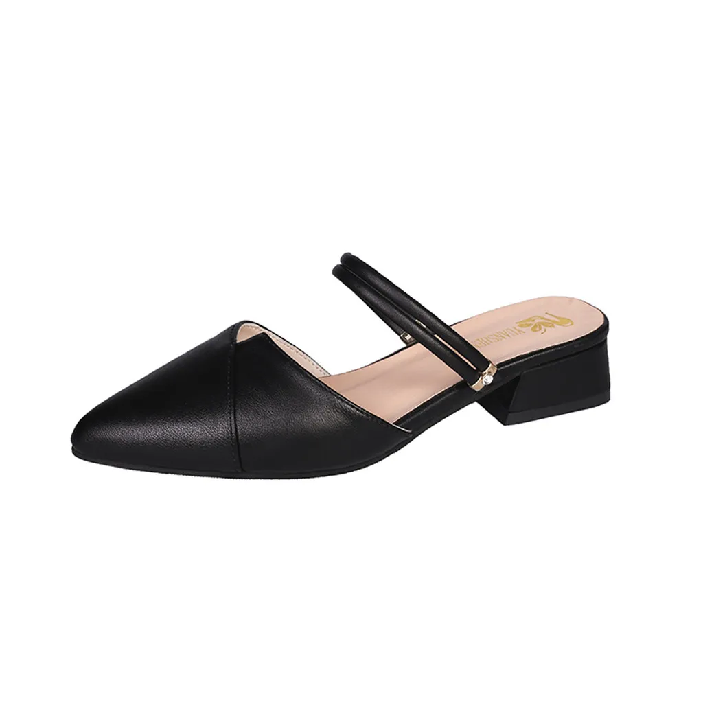 Женские туфли без задника из искусственной кожи с острым носком шлепанцы на