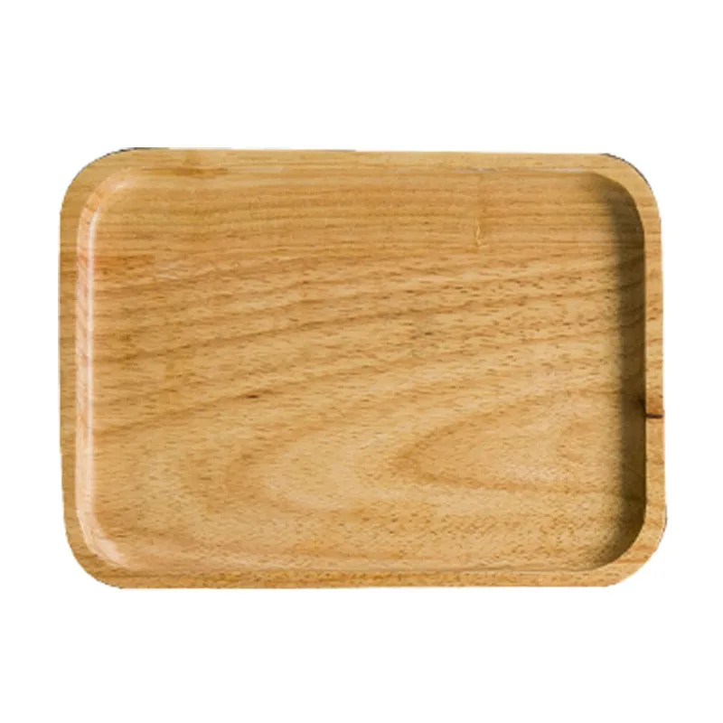 Японский стиль резиновый деревянный поднос из цельного дерева прямоугольный для