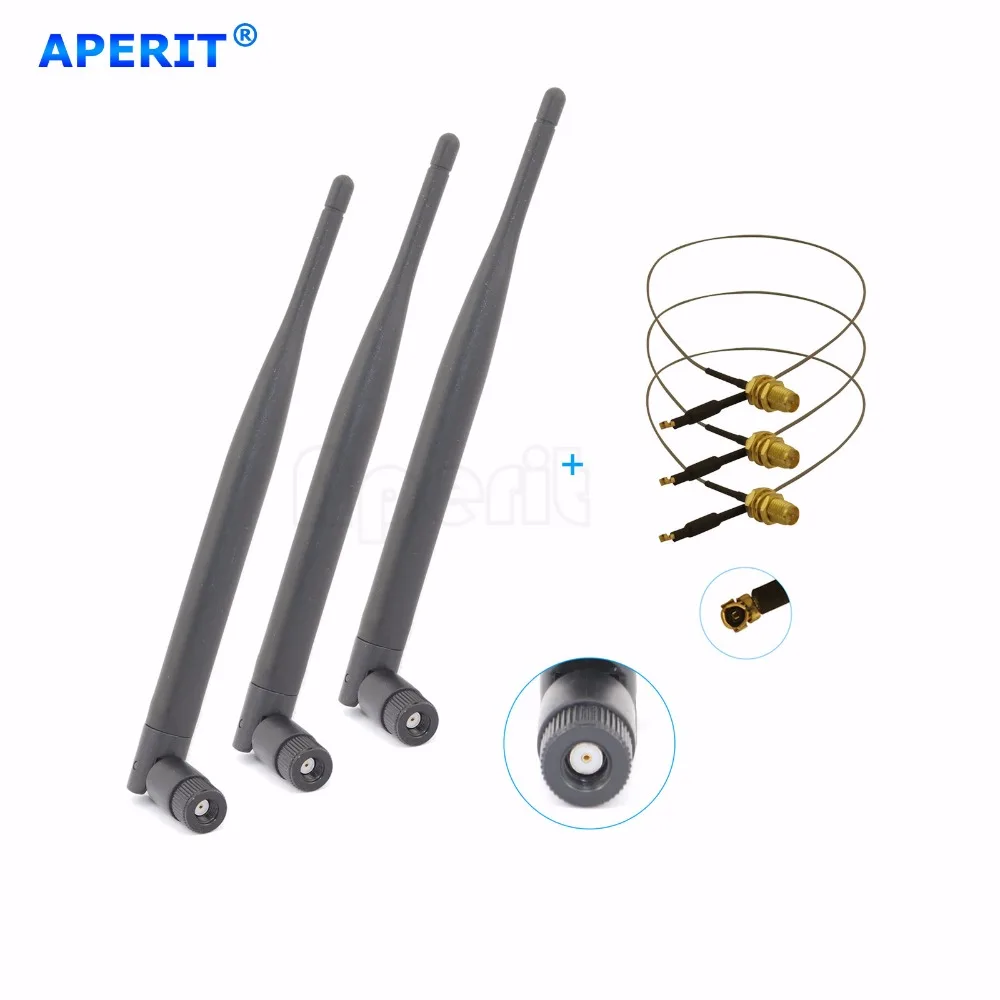 Aperit 3 x 6dBi Dual Band 2 4 ГГц 5 0 антенна wifi RP SMA и U. Fl кабель Новый 30 см|wifi antenna rp-sma|antenna rp-smawifi |