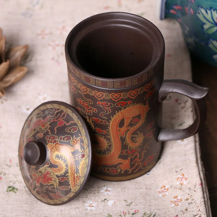 Чайная чашка исинь китайская 300 мл чайный горшок с фильтром и заварочником из