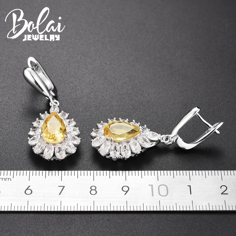 Bolaijewelry 925 стерлингового серебра прочной застежке висячие серьги с натуральным