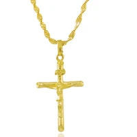 jesus pendant chain cross yellow gold filled crucifix womens mens pendant chain