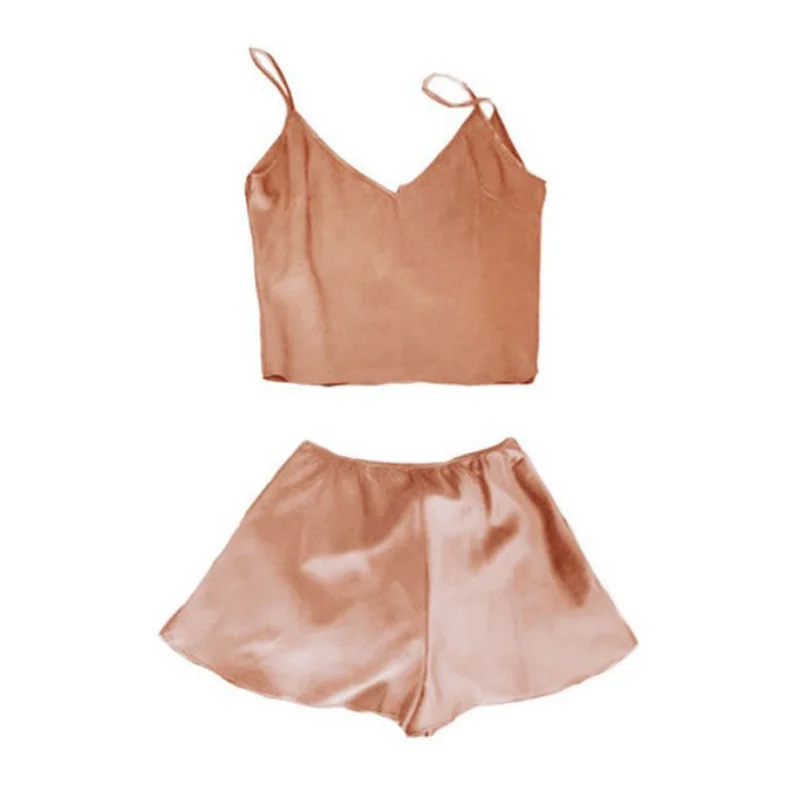 Женские топы + шорты одежда для сна Эмуляция шелка свободная Мода 2 шт./компл.