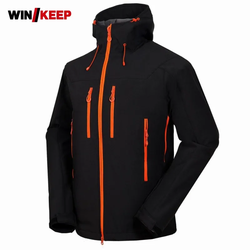 Мужские зимние походные Куртки Softshell уличные спортивные куртки с капюшоном для