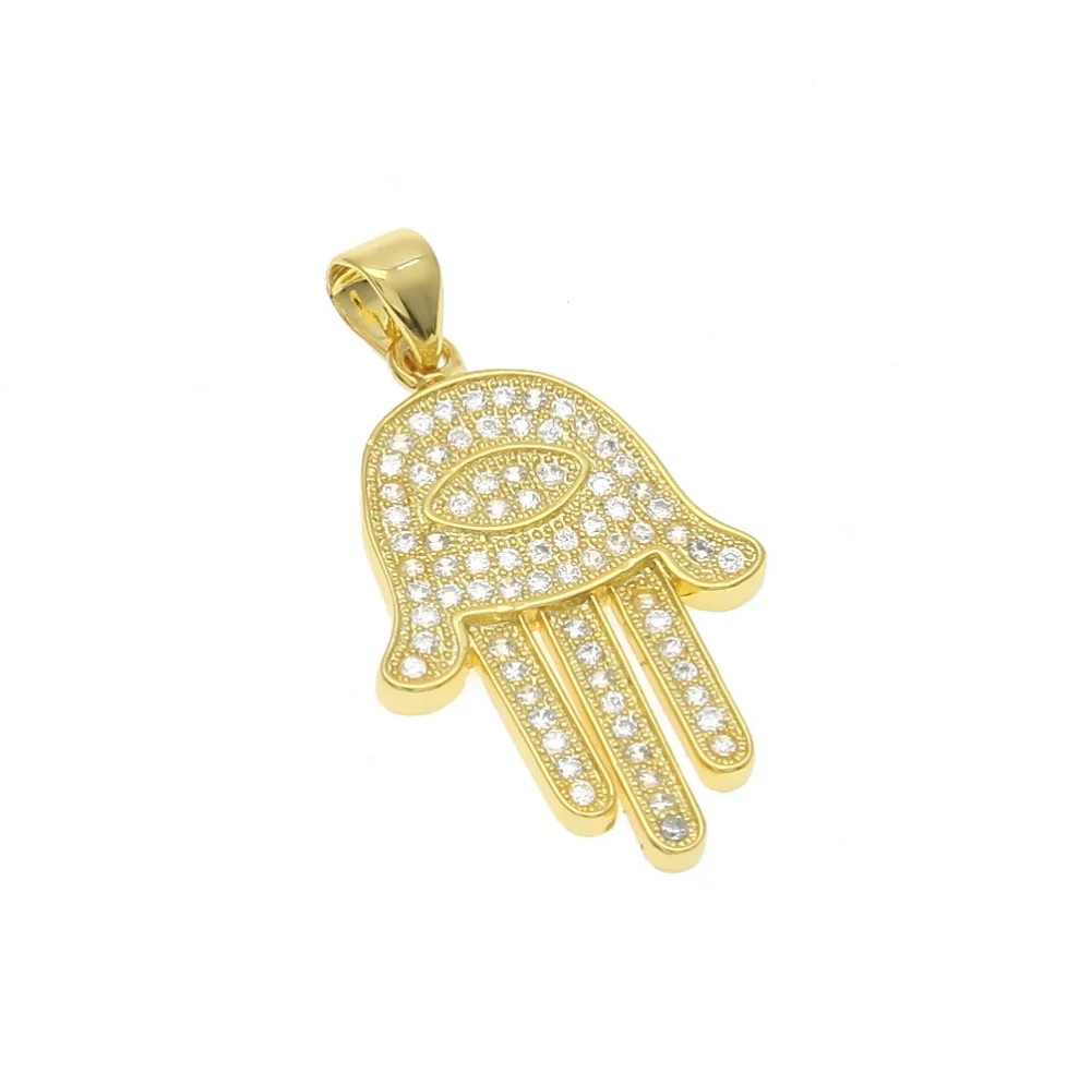 Хип хоп AAA CZ камни выложенные Bling Ice Out Fatima ручной амулет подвески ожерелье для