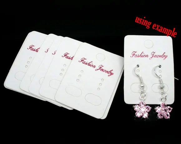 

DoreenBeads 25 PCs White Rectangle Ear Hooks Earring Display Cards(with "Fashion Jewelry" print) 45x32mm Hot new