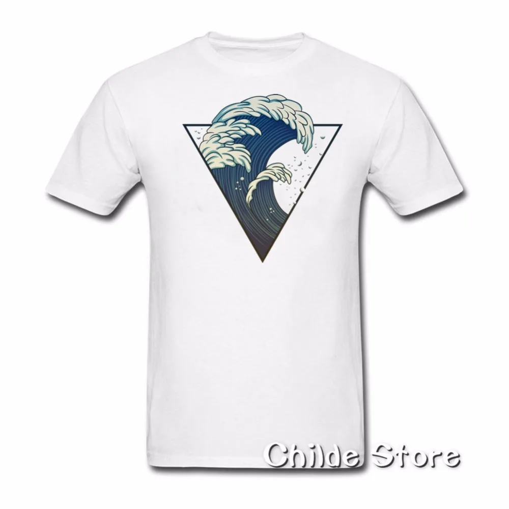 2018 летняя футболка с круглым вырезом и принтом треугольника горы моря