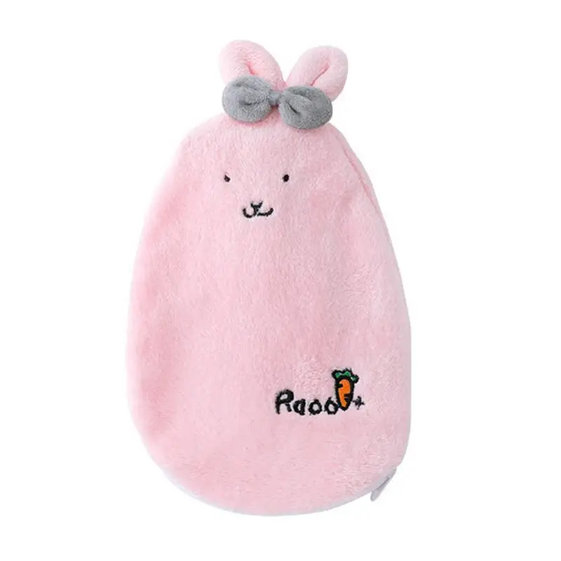 Pink Сумка для горячей воды с мультяшным Кроликом, крышка для бутылки, Взрывозащищенная плюшевая ткань, теплая сумка для воды, съемная, моющаяся, Теплая бутылка для воды - Цвет: Pink